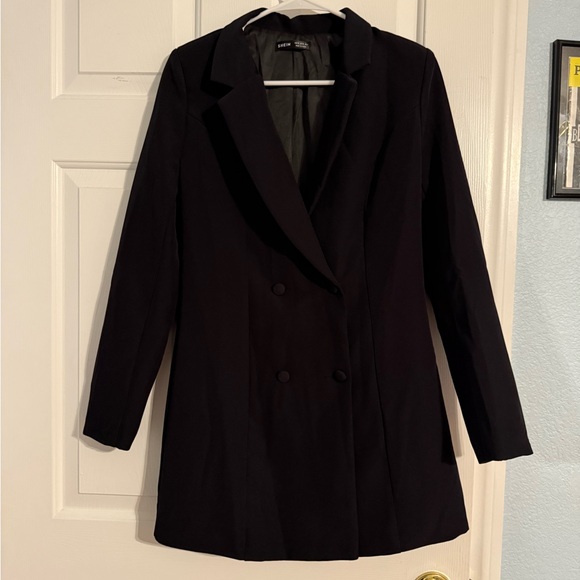 Women's Black Double-Breasted Blazer Dress/Coat- Size M/US 6 - Picture 3 of 7